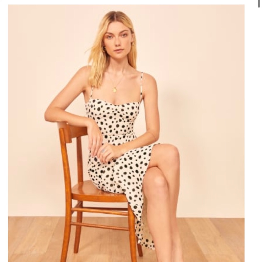 Reformation Midi cream and black dress